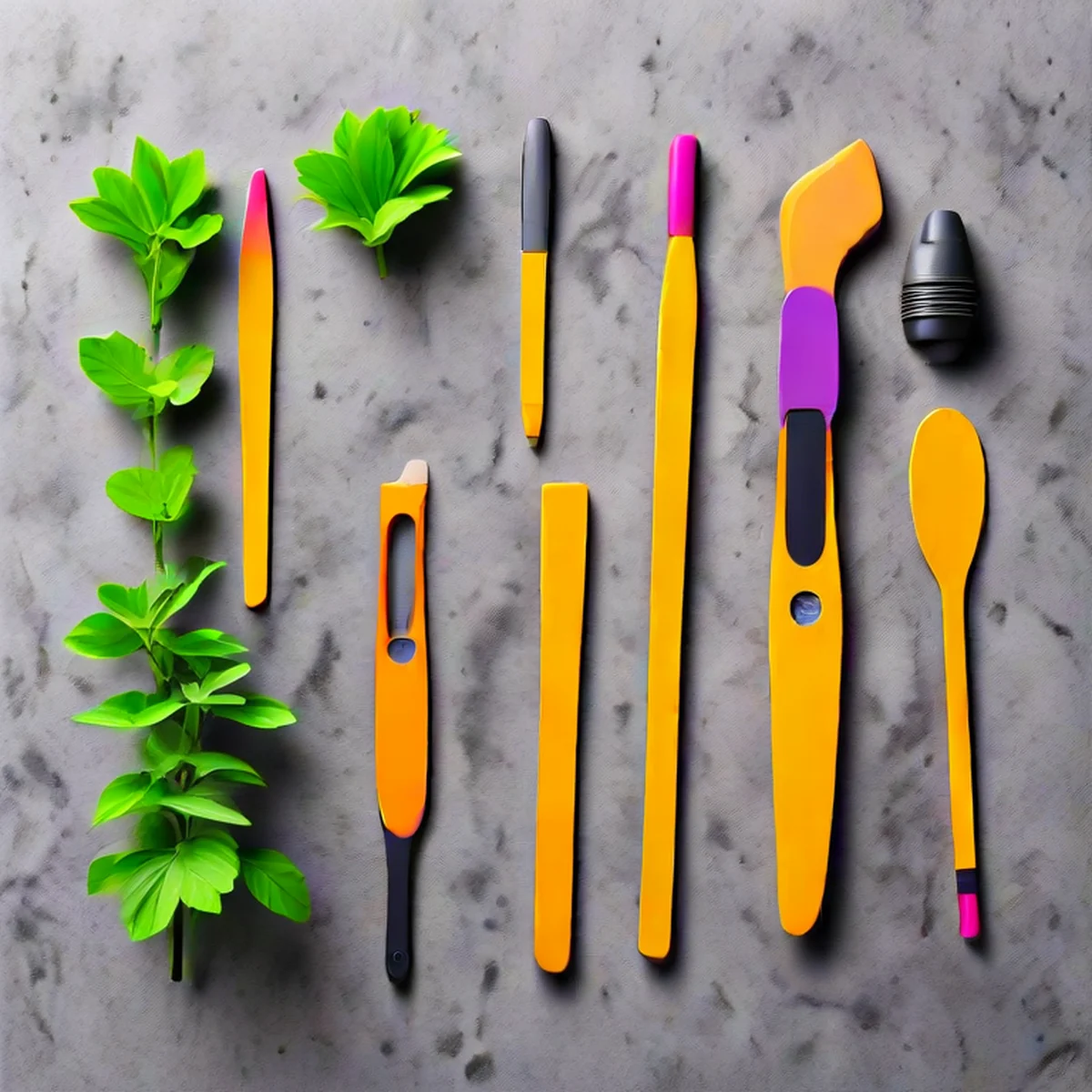 Top-down view of essential gardening tools for beginners