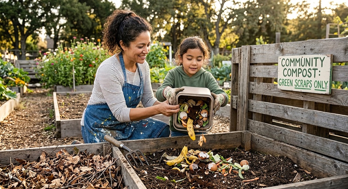 compost en tuingereedschap voor het voorbereiden van de bodem